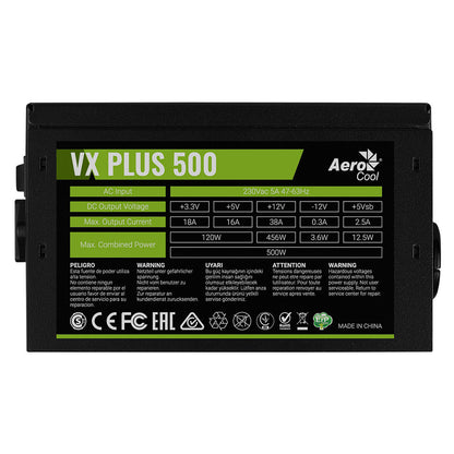 Bloc d’Alimentation Aerocool VX Plus 500 500 W ATX 80 PLUS