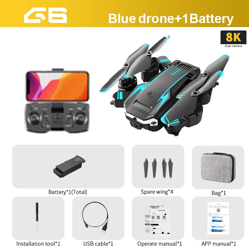 Drone KBDFA New G6 5G 8K HD Camera GPS Four-Sided Obstacle Avoidance RC Helicopter FPV WIFI Professional Foldable Quadcopter Toy - eShopinvi™