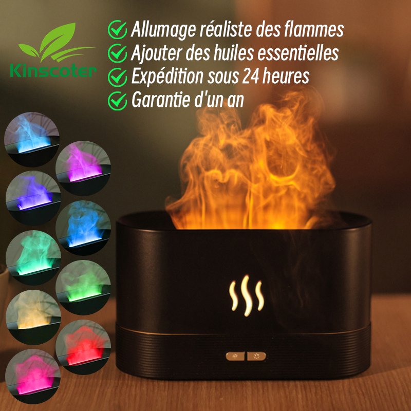 Kinscoter diffuseur d'arômes humidificateur d'air ultrasons brumisateur frais brumisateur Led huile essentielle flamme lampe - eShopinvi™