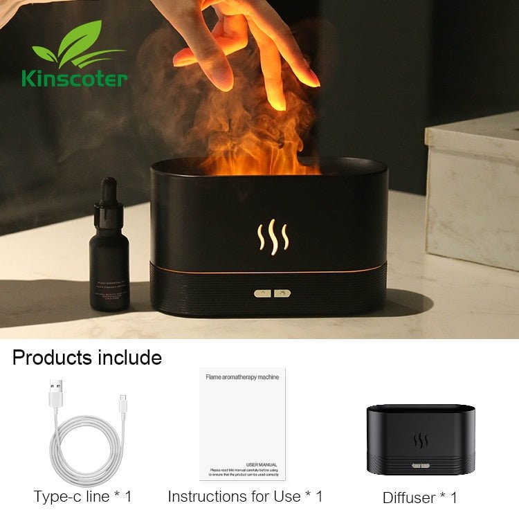Kinscoter diffuseur d'arômes humidificateur d'air ultrasons brumisateur frais brumisateur Led huile essentielle flamme lampe - eShopinvi™