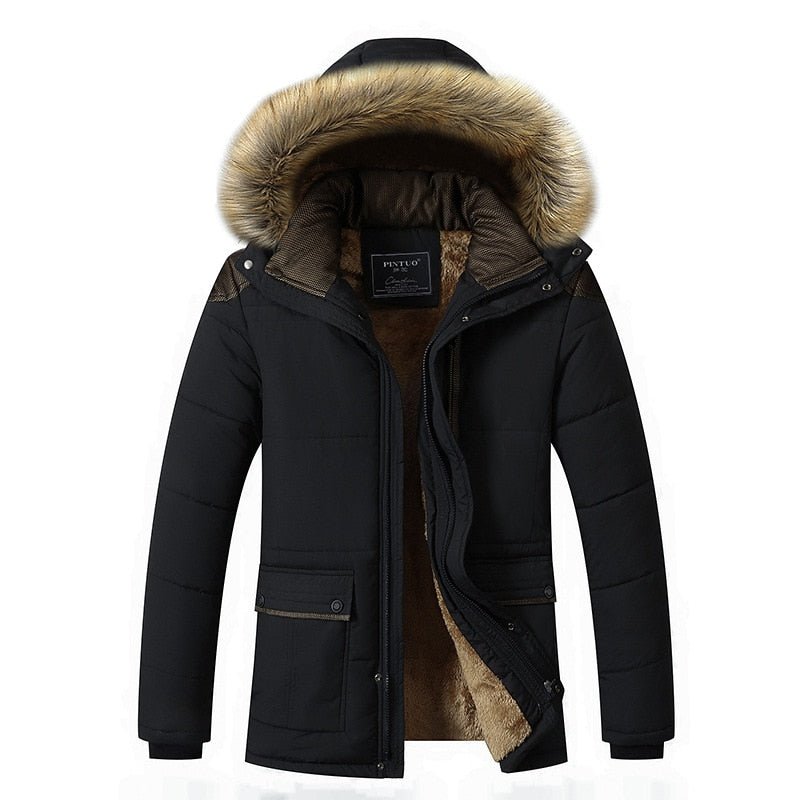 M-5XL col de fourrure à capuche hommes veste d'hiver 2023 nouvelle mode chaud doublure en laine homme veste et manteau coupe-vent mâle Parkas casac - eShopinvi™