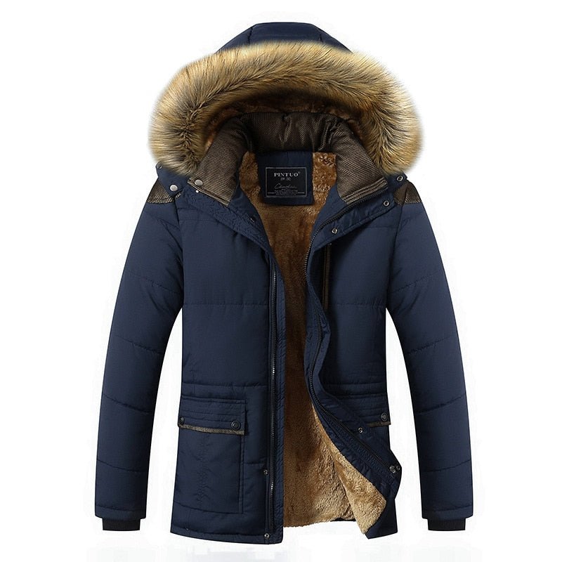 M-5XL col de fourrure à capuche hommes veste d'hiver 2023 nouvelle mode chaud doublure en laine homme veste et manteau coupe-vent mâle Parkas casac - eShopinvi™