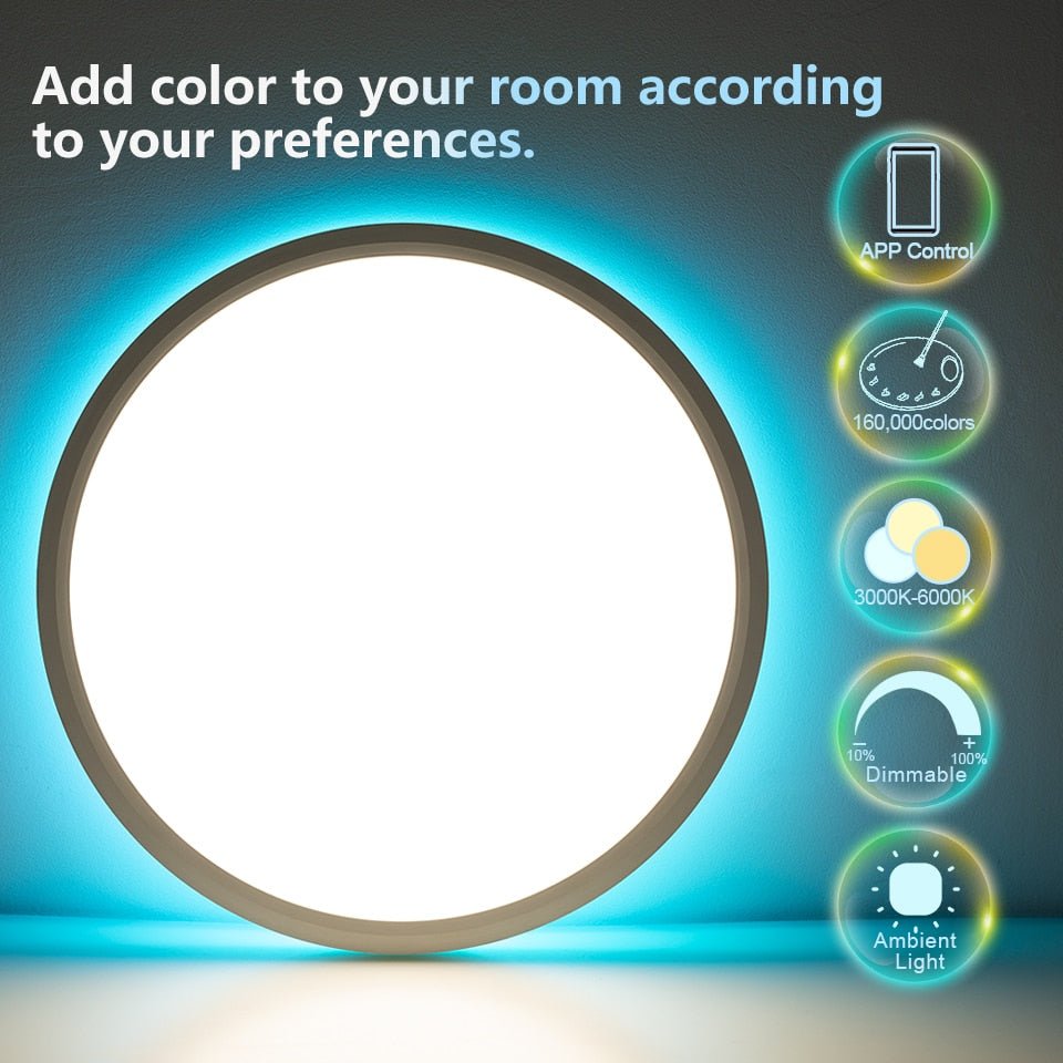 MARPOU RGB lampe intelligente led plafonnier avec alexa Google commande vocale App télécommande ultra-mince lumières led pour chambre chambre - eShopinvi™
