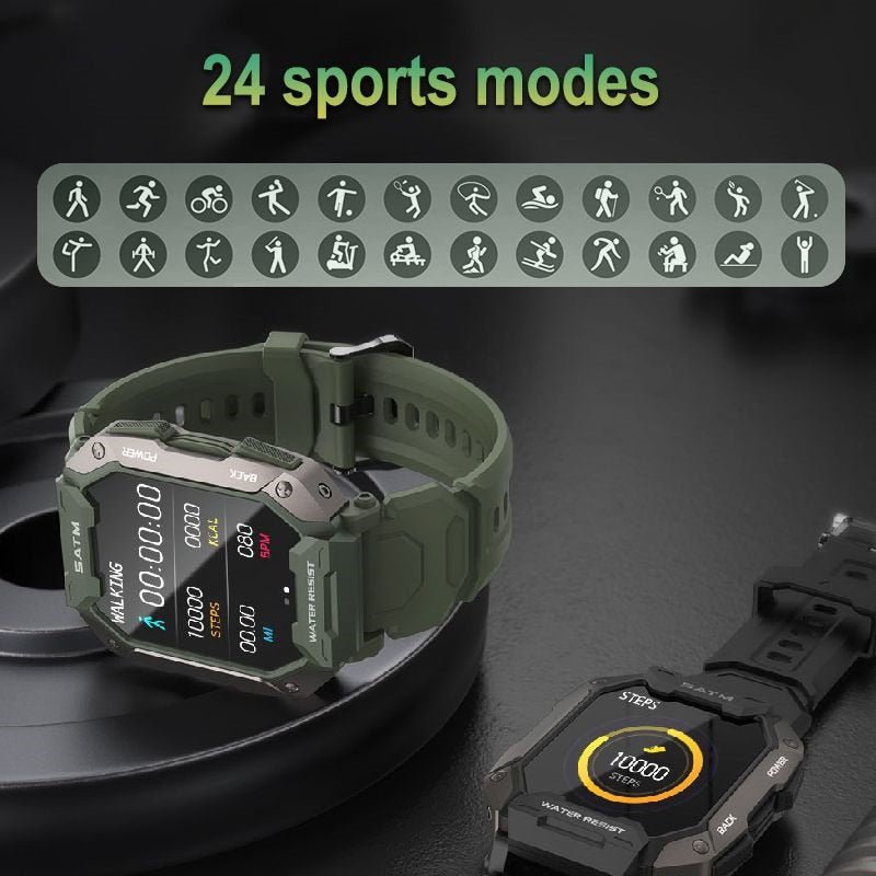Montre connectée tactile complète pour Android Xiaomi, bracelet de Fitness, pression artérielle, oxygène, étanche 5 Atm, style militaire, pour hommes, nouveau, 2022 - eShopinvi™