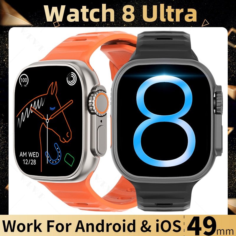 Montre connectée Ultra Series 8 pour hommes et femmes, Bracelet de sport, NFC, appels Bluetooth, charge sans fil, écran HD de 2 pouces, 2023 - eShopinvi™