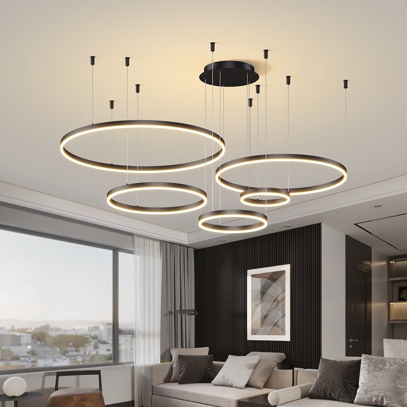 Plafond moderne à LEDs lustre anneau circulaire lustre salon chambre salle à manger éclairage maison éclairage intérieur décor lustre - eShopinvi™